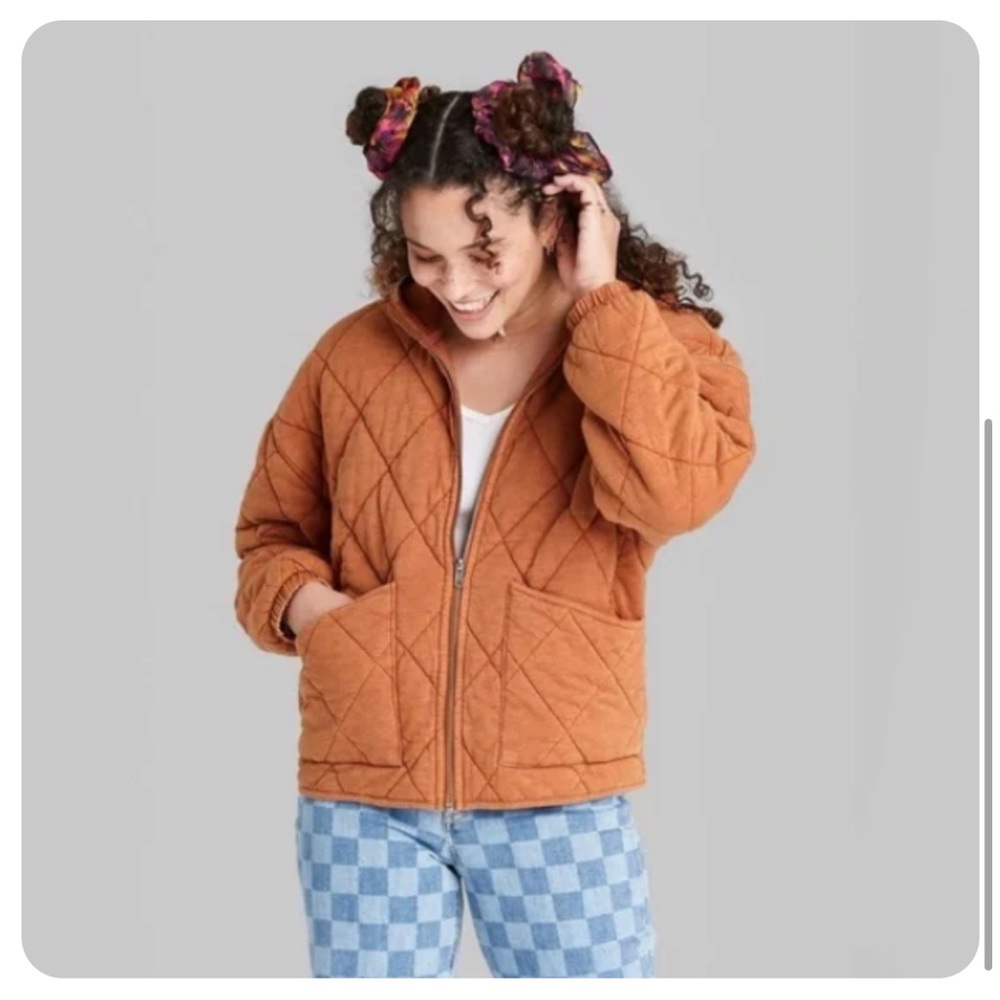 Wild Fable Hooded Quilted Jacket in Rust (Small)